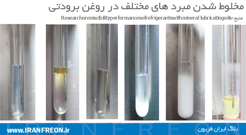 مخلوط شدن روغن برودتی و مبرد 